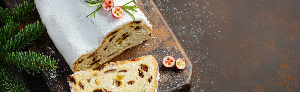 CHRISTSTOLLEN BRIOCHE NOEL ALSACIEN 1140X350 | Le Giersberg Réservez votre table dans notre restaurant Le Giersberg à Ribeauvillé ! Sainte-Marie-aux-Mines 1